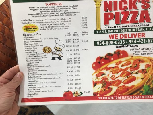 Menu photo 5 Nick's Pizza Deerfield Beach, FL Menu photo 5 Nick's Pizza Deerfield Beach, FL
