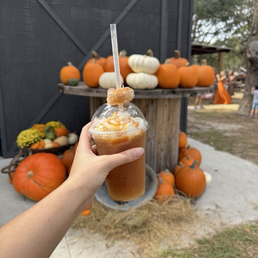 Fox Squirrel Corn Maze - Frozen Apple Cider with apple cider donut - Attraction Farms Near Me - Plant City, Florida