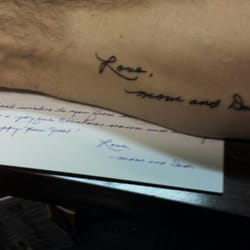 Turnpike Tattoo & Body Piercing - Not complicated, not elaborate, but a nice match of the signature that I wanted on mom and dad's anniversary.