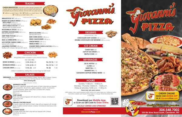 Menu photo 1 Giovanni's Pizza Clendenin, WV Menu photo 1 Giovanni's Pizza Clendenin, WV