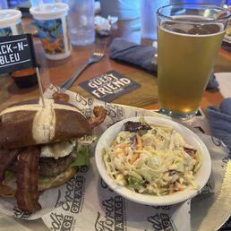 Black n bleu with salad Black n bleu with salad