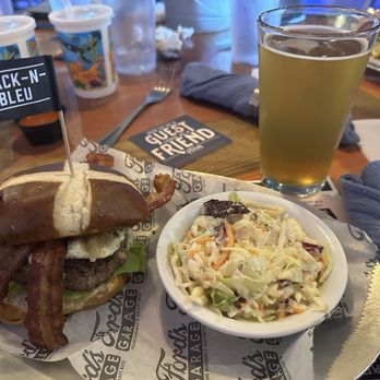 Ford's Garage Novi - Black n bleu with salad - Burgers Near Me - Novi, Michigan Ford's Garage Novi - Black n bleu with salad - Burgers Near Me - Novi, Michigan
