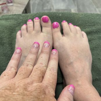 All Seasons Nail Spa - Deluxe Lavender Pedicure (Angie) and Gel French Nail manicure (Julie). - Nail Salons Near Me - Allen, Texas