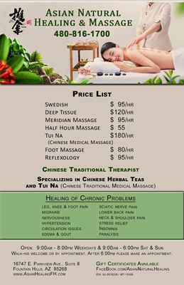 Asian Natural Healing Massage, 16747 E Parkview Ave, Ste 8