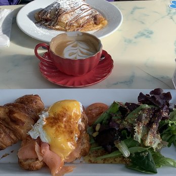 Blue Daisy - Croissant Smoked Salmon Sandwich and gluten free Nutella Crepe. Caffe Latte - Creperies Near Me - Santa Monica, California Blue Daisy - Croissant Smoked Salmon Sandwich and gluten free Nutella Crepe. Caffe Latte - Creperies Near Me - Santa Monica, California