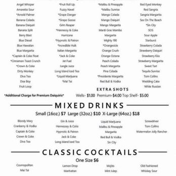 Daiquiri Divas - menu for daiquiri divas - Drive-Thru Bars Near Me - New Iberia, Louisiana Daiquiri Divas - menu for daiquiri divas - Drive-Thru Bars Near Me - New Iberia, Louisiana