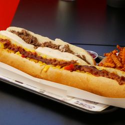 Doogie's - 2-Foot Man Vs. Food Dog w/Sweet Potato Fries and 12" Cheesesteak