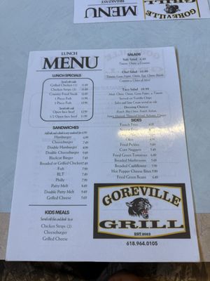 Menu photo 2 Goreville Grill Goreville, IL