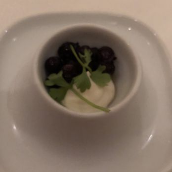 Le Papillon - Pickled blueberry and celery cream amuse bouche - French Near Me - San Jose, California