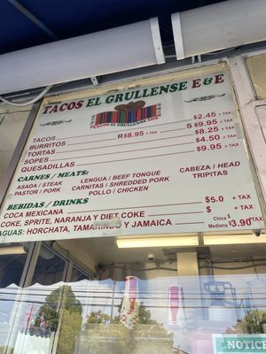 Menu photo 3 Tacos El Grullense E&E Redwood City, CA