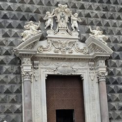 Piazza del Gesù - The ornate entrance into Chiesa del Gesù Nuovo from the piazza - Originally  the palace of the Prince of Salerno