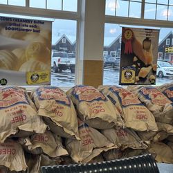 Boom Burger - 1300lbs of locally grown P.E.I potatoes at the entrance way.