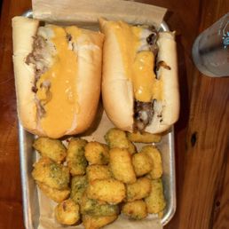 Fancy Philly with tater tots.