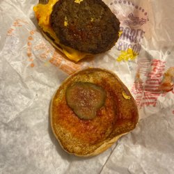 McDonald's - McDouble with "extra" pickle, supposed to come with mustard...