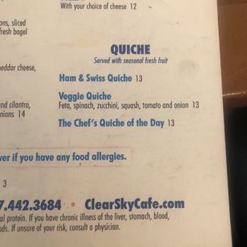 Clear Sky Cafe - Quiche menu - New American Near Me - Clearwater, Florida Clear Sky Cafe - Quiche menu - New American Near Me - Clearwater, Florida