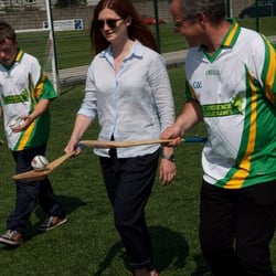 Experience Gaelic Games - Bonnie Wright, (Ginnie Weasley) of Harry Potter fame trying some Hurling skillls at Experience Gaelic Games.
