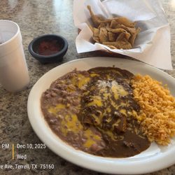 The Terrell Cafe - TexMex cheese and chile con care enchiladas