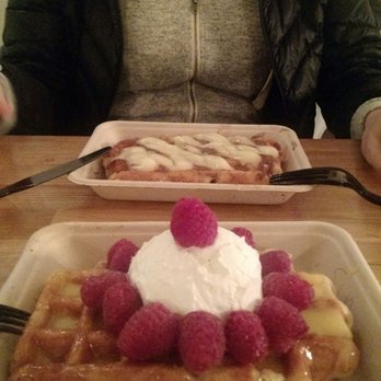 Waffle Love - Midvale - The Sunshine is my fav, raspberries and a lemon sauce, that's the cinnalove just behind - Waffles Near Me - Midvale, Utah