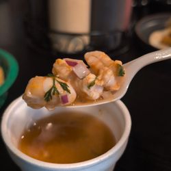 Mariscos la Tambora - Complimentary consomé de camarones (shrimp soup)