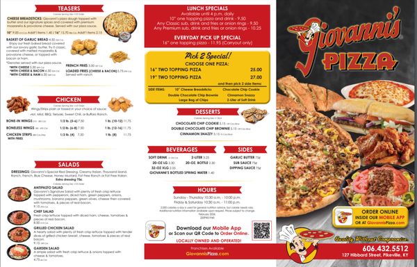 Menu photo 1 Giovanni's Pizza Pikeville, KY