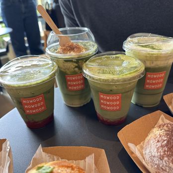 MOWOOD - Strawberry Matcha Cream (x2), banana pudding matcha, jasmine matcha - Coffee & Tea Near Me - Redmond, Washington