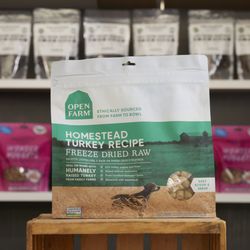 Polka Dog Bakery - Open Farm is one of our favorite dog and cat food partners. This is their Homestead Turkey recipe in freeze-dried morsels.
