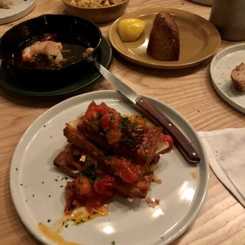Claud - mille-feuille and the remnants of our shrimp/garlic in the back - Wine Bars Near Me - New York, New York