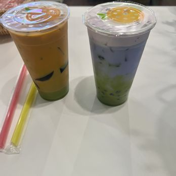 Quickly Morrow - A taro matcha with taro foam and boba, then a matcha Thai tea with grass jelly. - Coffee & Tea Near Me - Lake City, Georgia