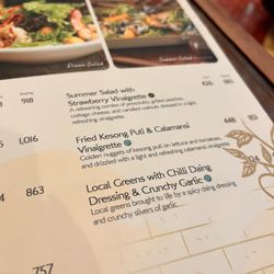 Cafe Mary Grace - Menu details. Looked forward to the chili dressing but they were out when we visited.