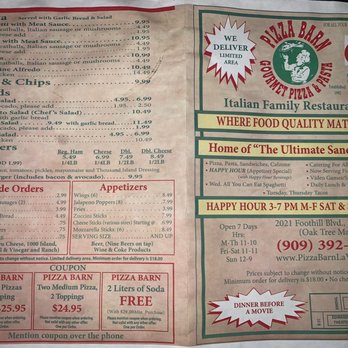 Pizza Barn - Menu - Pizza Near Me - La Verne, California Pizza Barn - Menu - Pizza Near Me - La Verne, California