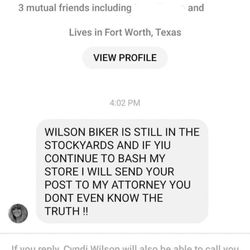 Wilson Leather Goods - Cyndi's sending threats on Facebook