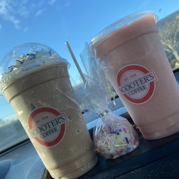 Scooter's Coffee - Kit Kat Blender, Birthday Cake Pop, Wild Berry Vertigo Smoothie - Coffee & Tea Near Me - Chattanooga, Tennessee Scooter's Coffee - Kit Kat Blender, Birthday Cake Pop, Wild Berry Vertigo Smoothie - Coffee & Tea Near Me - Chattanooga, Tennessee