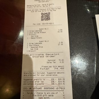 LongHorn Steakhouse - Receipt - Steakhouses Near Me - Chesterfield, Virginia LongHorn Steakhouse - Receipt - Steakhouses Near Me - Chesterfield, Virginia