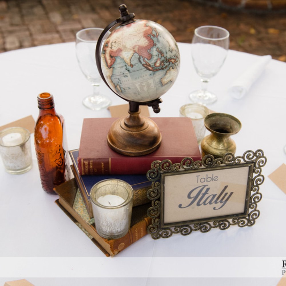 Soiree Key West - Table decorations with a vintage/travel theme. - Party & Event Planning Near Me Soiree Key West - Table decorations with a vintage/travel theme. - Party & Event Planning Near Me