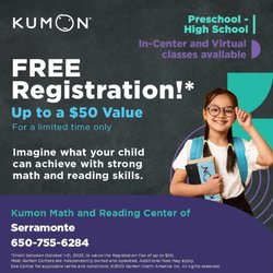 Kumon Math and Reading Center of Serramonte - Free registration from 10/01/22-10/31/22.