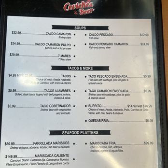 Ceviches & Beer - Menu 2/2025 - Seafood Near Me - Kerman, California Ceviches & Beer - Menu 2/2025 - Seafood Near Me - Kerman, California
