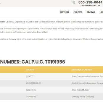 Trek Movers - Trek Movers' reported insurance carriers - Movers Near Me - Los Angeles, California Trek Movers - Trek Movers' reported insurance carriers - Movers Near Me - Los Angeles, California
