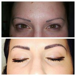 Artistry by Mary - Before and after permanent eyebrow application/correction has healed