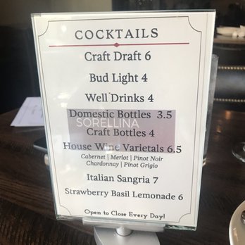 Sorellina - Happy hour drink menu - Italian Near Me - Traverse City, Michigan Sorellina - Happy hour drink menu - Italian Near Me - Traverse City, Michigan