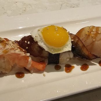 Oishii Sushi & Pan-Asian - Grapevine  - The scallop nigiri on the far right is quite possibly the best scallop i have ever had. - Sushi Bars Near Me - Grapevine, Texas