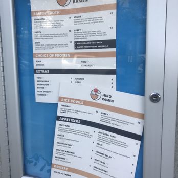 Hiro Ramen - 5/7/22 Menu - Ramen Near Me - Ashland, Oregon