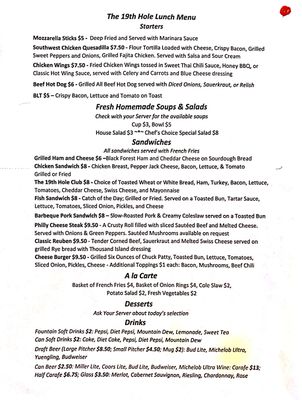 Menu photo 2 19th Hole Bar & Grill Indian Lake Estates, FL Menu photo 2 19th Hole Bar & Grill Indian Lake Estates, FL