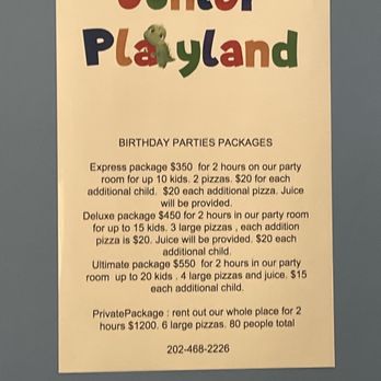 Junior Playland - Birthday party rates - Indoor Playcenter Near Me - Hyattsville, Maryland