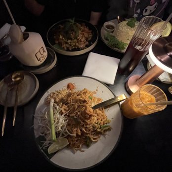 Siam Thai - Crab fried rice (top right) Beef Pad Kee Mao (top left) Pad Thai Tofu (bottom) - Thai Near Me - Flushing, New York