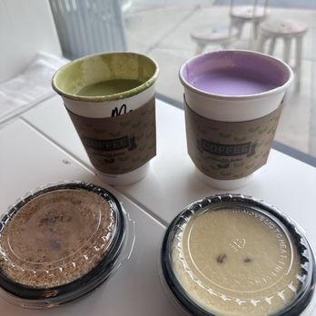 Crème Caramel LA - Left- Ube upside down pie and matcha latte Right - honey Lady gray custard and Uber horchata - Desserts Near Me - Sherman Oaks, California Crème Caramel LA - Left- Ube upside down pie and matcha latte Right - honey Lady gray custard and Uber horchata - Desserts Near Me - Sherman Oaks, California