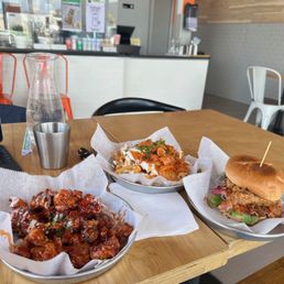 We ordered Medium polcorn chicken, kimchi chicken sandwhich and kimchi fries. We ordered Medium polcorn chicken, kimchi chicken sandwhich and kimchi fries.