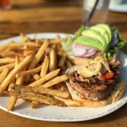 Sandy's Beach Shack - Seared ahi burger