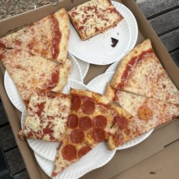 Cheese, Sicilian and Pepperoni slices