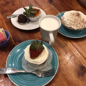 Perfectly Sweet - Clockwise: petite creme brulee and a truffle, banana cream pie and strawberry shortcake with a milk the middle - Bakeries Near Me - Alhambra, California