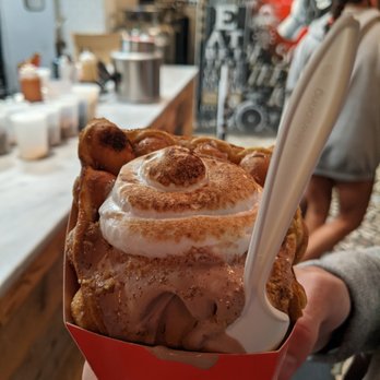 Milkcraft - Campfire s'mores in a bubble cone - Ice Cream & Frozen Yogurt Near Me - New Haven, Connecticut Milkcraft - Campfire s'mores in a bubble cone - Ice Cream & Frozen Yogurt Near Me - New Haven, Connecticut